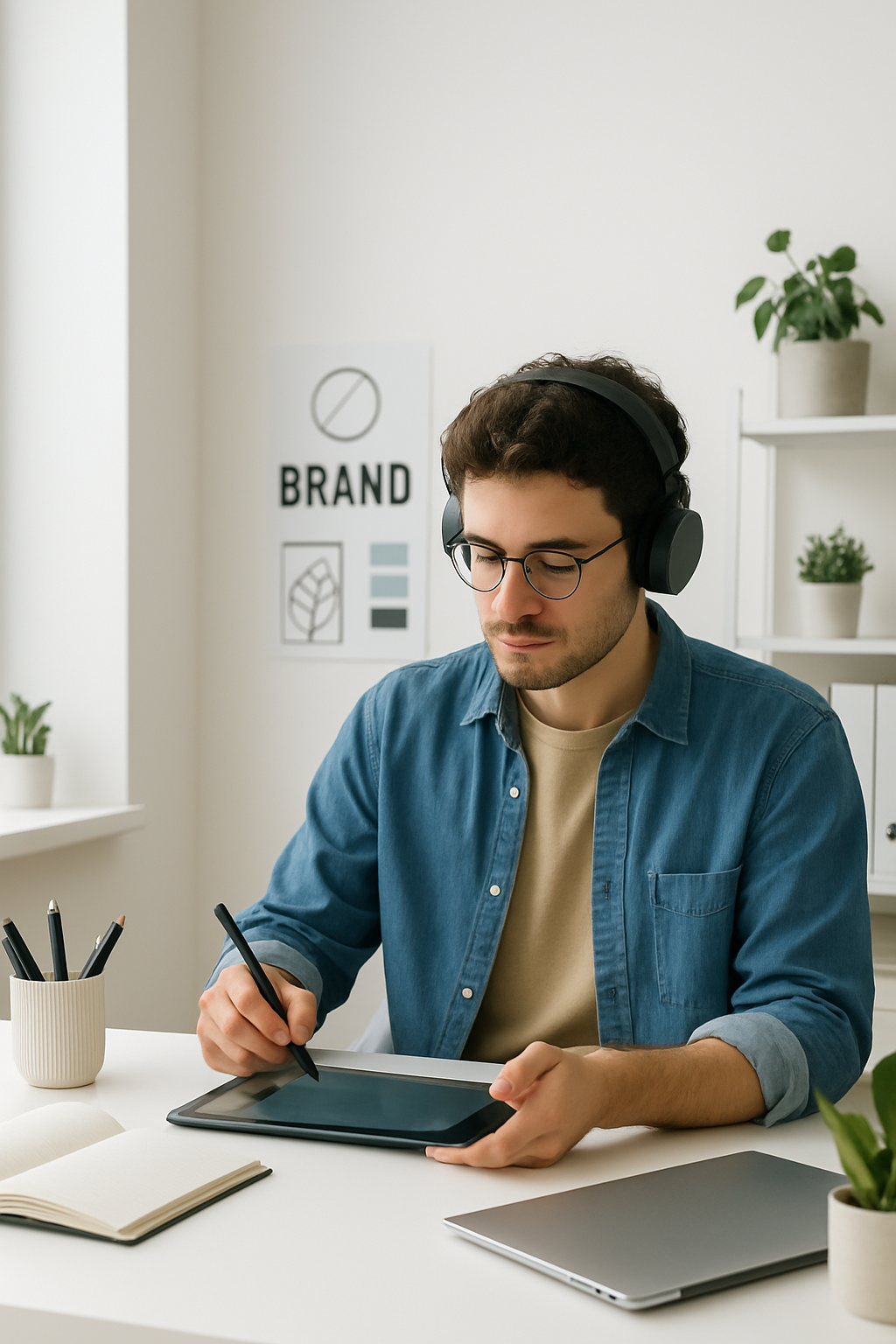 woman wearing earphones